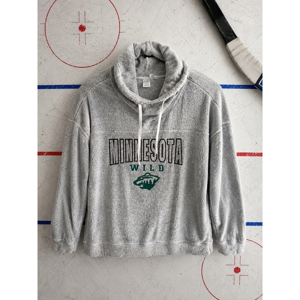 Liv Casual NHL Minnesota Wild Cowl Neck Sweatshirt Womens Large Gray Heather